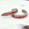 Coral Inlay Medium Hoops- Zuni