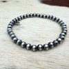 Hand Finished and Strung 5mm Sterling Pearl Stretch Bracelet-  Native Hand Strung and Finished 6"