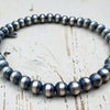 Hand Finished and Strung 5mm Sterling Pearl Stretch Bracelet-  Native Hand Strung and Finished 6"