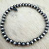 Hand Finished and Strung 5mm Sterling Pearl Stretch Bracelet-  Native Hand Strung and Finished 6"
