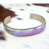 Pink Fire Opal Inlay Cuff by Fran Yazzie