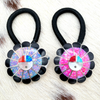 Zuni Fire Opal Inlay Sunface Sterling Hair Ties- Frederick & Denise Suitza