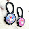 Zuni Fire Opal Inlay Sunface Sterling Hair Ties- Frederick & Denise Suitza