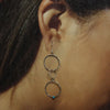 Sterling Silver Triple Hoop Turquoise Drop Earrings- Native