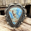 Golden Hill Turquoise Hand-Stamped Sterling Ring- Justine Tso- 8.5