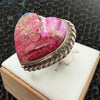 The Valentine's Day Collection-Sterling Silver Mohave Stone Adjustable Heart Ring — by Reeva Goodluck (Navajo)