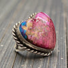The Valentine's Day Collection-Sterling Silver Mohave Stone Adjustable Heart Ring — by Reeva Goodluck (Navajo)