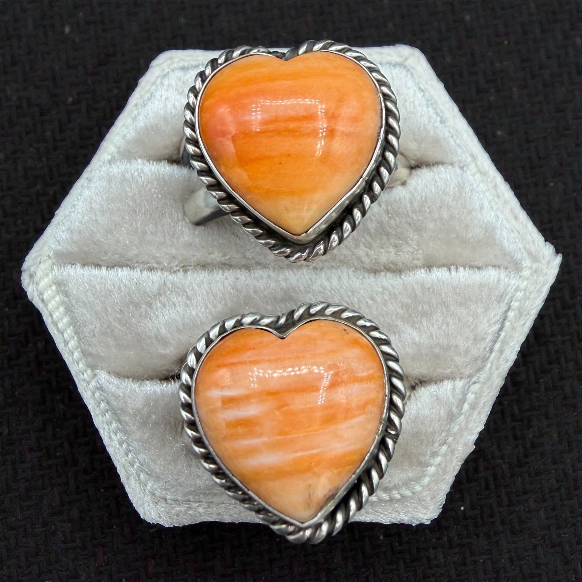 The Valentine's Day Collection- Orange Spiny Oyster Heart Ring – Adjustable By Reeva Goodluck