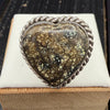 The Valentine's Day Collection- Sterling Silver New Lander Turquoise Heart Ring — by Robin Tsosie (Navajo)