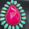 Barbie Party HUGE Hot Pink Druzy & Turquoise Cluster Ring – Size 8.25 By R. Johnson