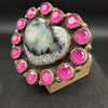 The Valentine's Day Collection- Hot Pink Crystal & Dendrite Opal Cluster Ring – Size 8.25 By Bernadine Begay Tsosie