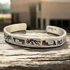 Vintage Sterling Silver Brushed Finish Kokopelli Overlay Cuff Bracelet