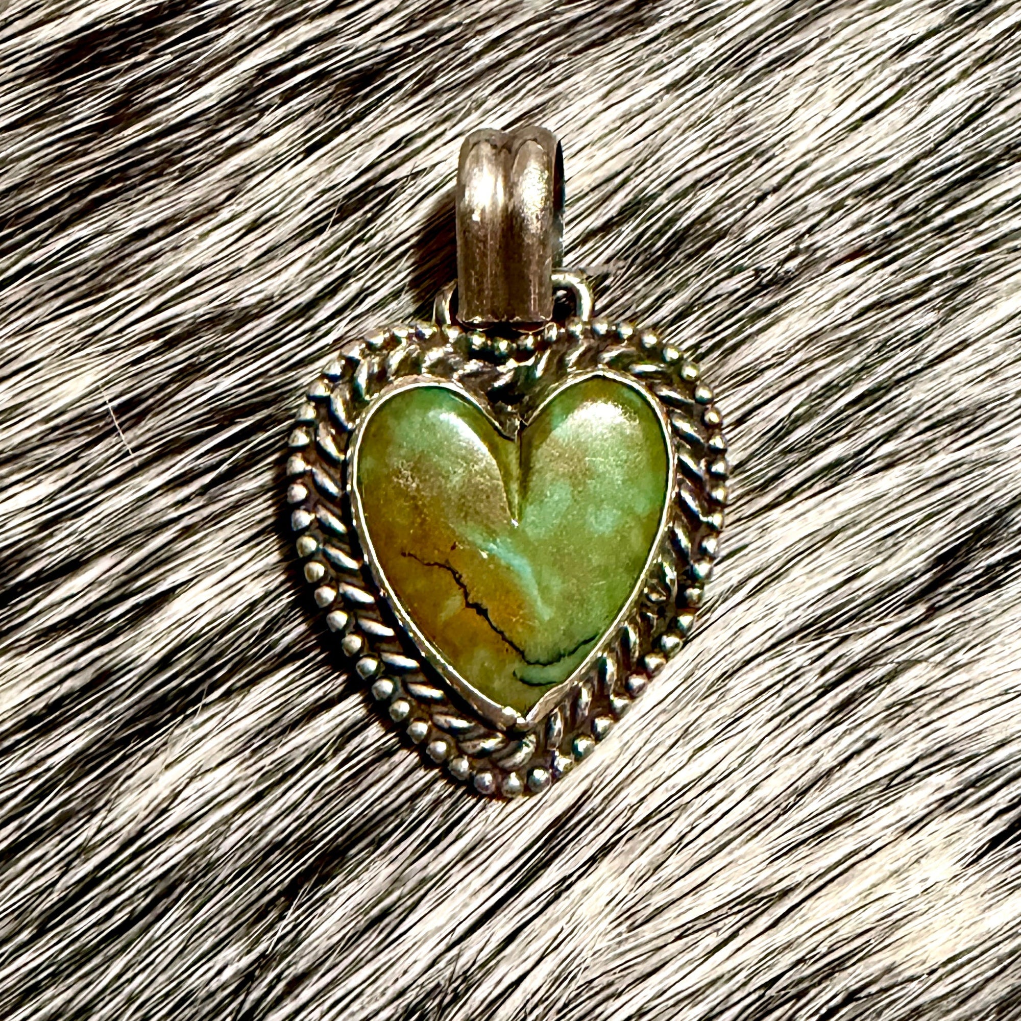 The Valentine's Day Collection-Hubi Turquoise Heart Pendant - by Reva Goodluck (Navajo)