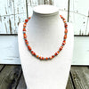 AAA Grade Orange Spiny Rondells & Sterling Desert Pearls 16"+2"