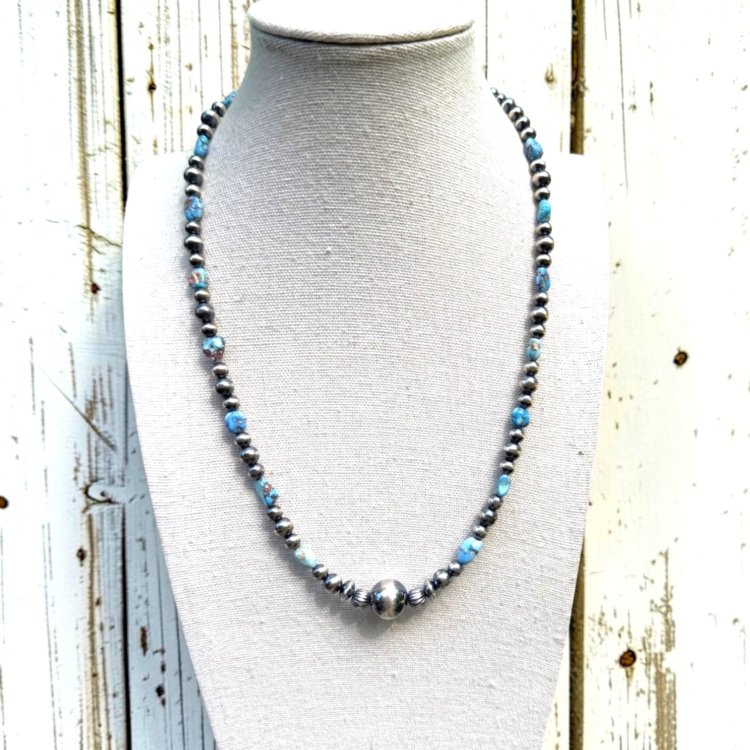 Golden Hills & Sterling Pearl Statement Necklace- 19"