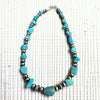 Whitewater Turquoise & Sterling Pearl 15"+2'