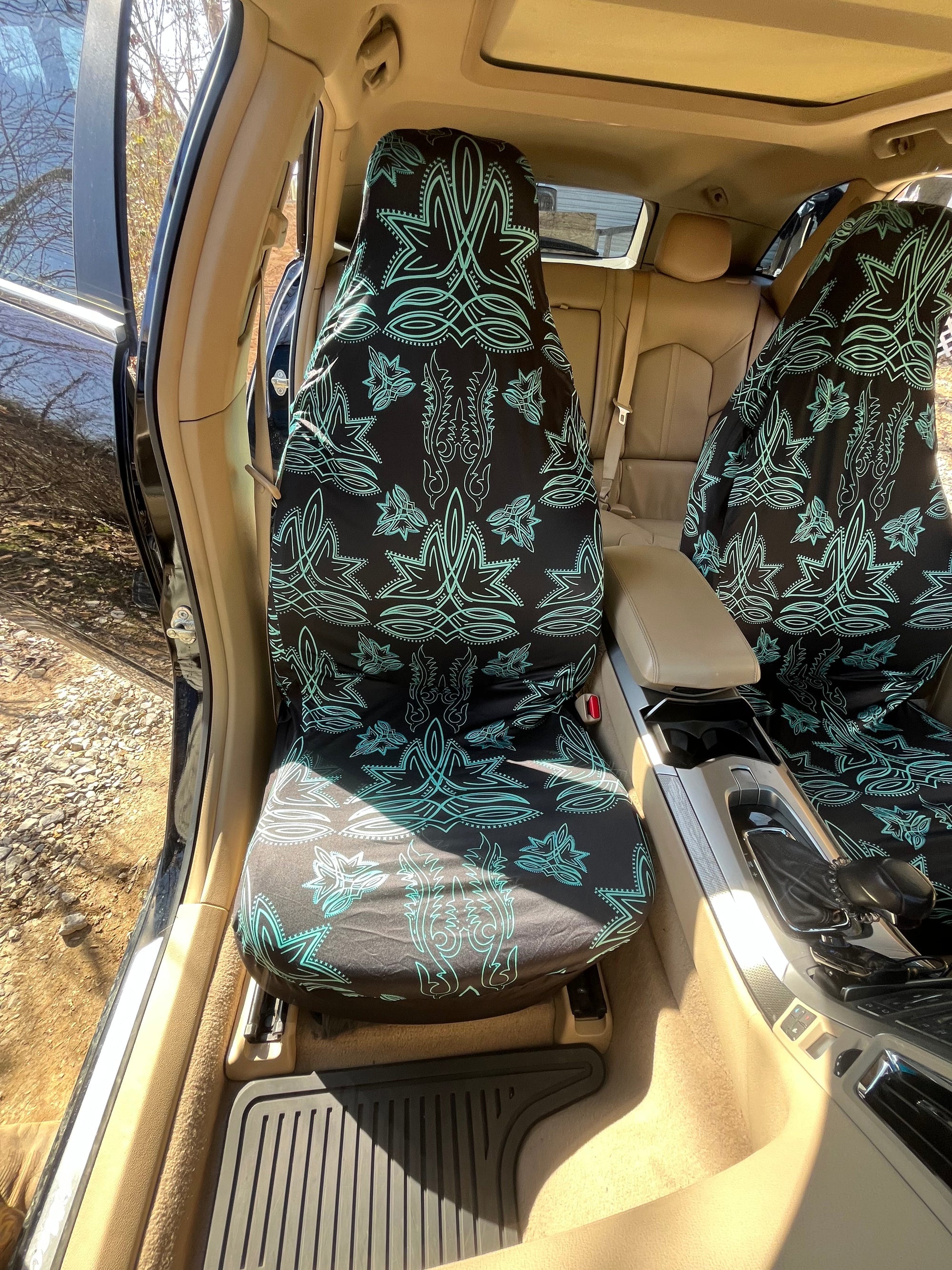 Turquoise Boot Stitch Seat Covers