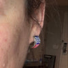 Vintage Seed Bead American Flag Inlay Sterling Hoops- Calvin Desson