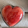 XL Red Spiny Oyster Adjustable Large Heart Ring by Paulene Nelson- Adjustable