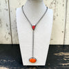 XL Red & Orange Spiny Lariat NecklaceHandmade by Sheila Bencini Sterling Silver