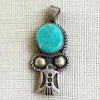 Whitewater Turquoise Thunderbird Sterling Silver Pendant