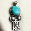 Whitewater Turquoise Thunderbird Sterling Silver Pendant