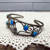 Vintage Blue Fire Opal Sterling Silver Foliate Cuff- Native Made
