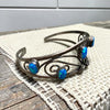 Vintage Blue Fire Opal Sterling Silver Foliate Cuff- Native Made