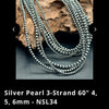 60" Triple Strand 4mm/5mm/6mm Sterling Pearls