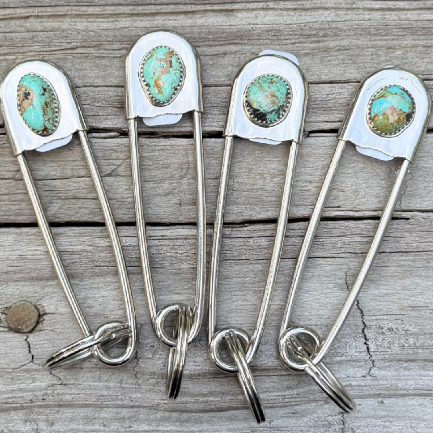 Navajo Handmade Kingman Turquoise Pin/Keychain - Dorothy Yazzie