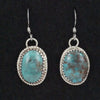 Native Made Sterling Silver & Kingman Turquoise Oval Dangle Earrings – By Ernest Hawthorne