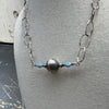 18" Handmade Sterling Hammered Chain w/ Golden Hills