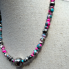 14" Cotton Candy Choker w/ 3-12mm Sterling Pearls