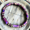 6.25" Stretch Purple Sea Sediment & Lepidolite Bracele