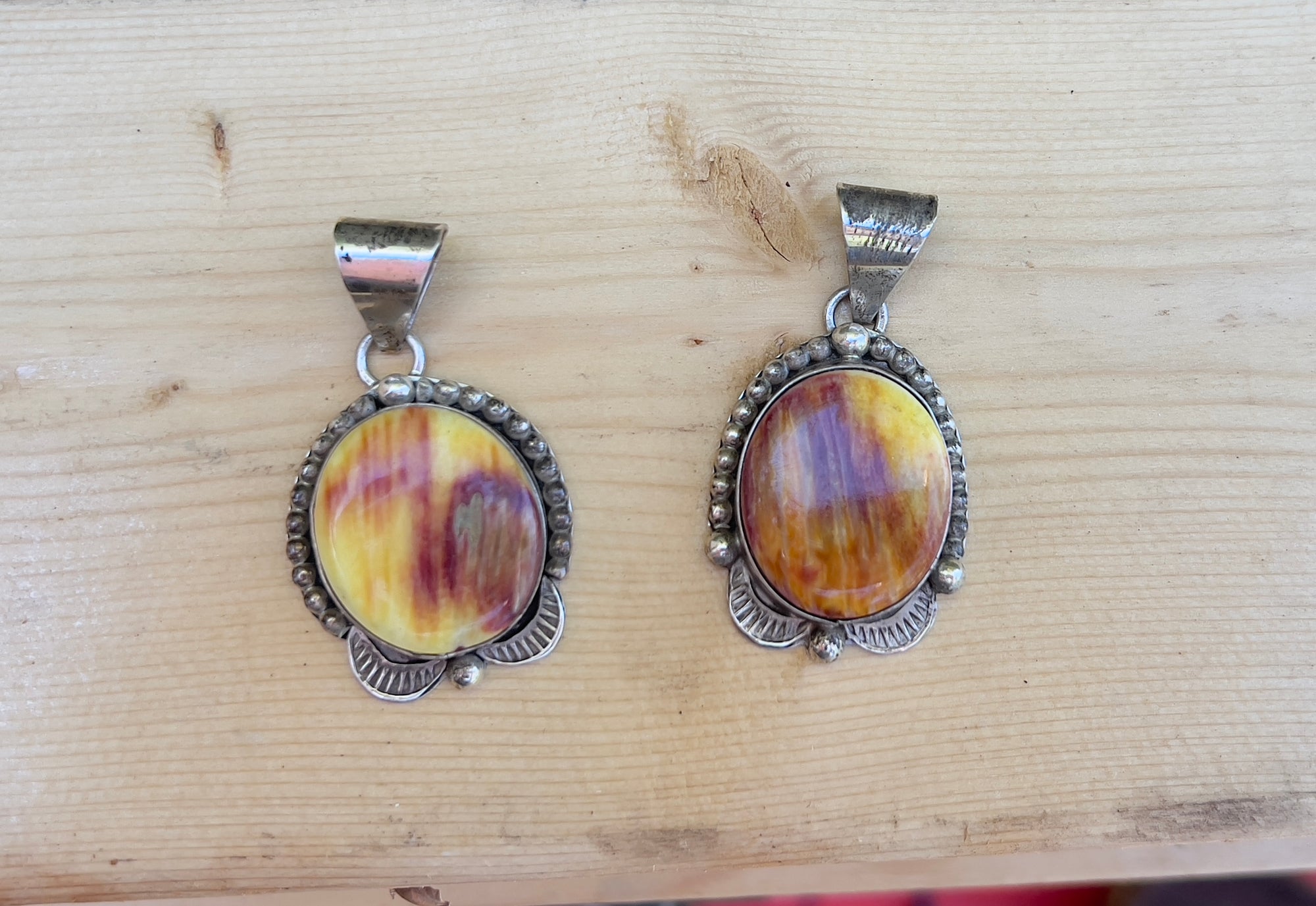 Tia Long “Sunset” Spiny Oyster Pendants — Sterling Silver
