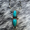 Double Kingman Turquoise Necklaces — Sterling Silver- Navajo Betone