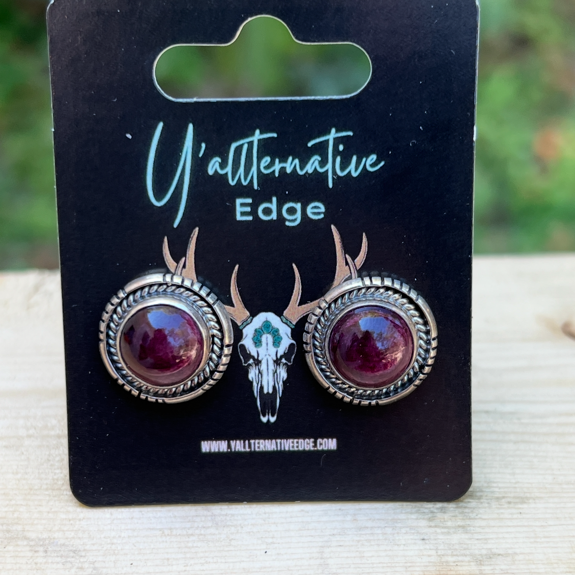 Large Purple Spiny Oyster Studs — Sterling Silver