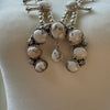 Thomas Francisco Navajo Sterling Silver & White Buffalo Squash Blossom Necklace
