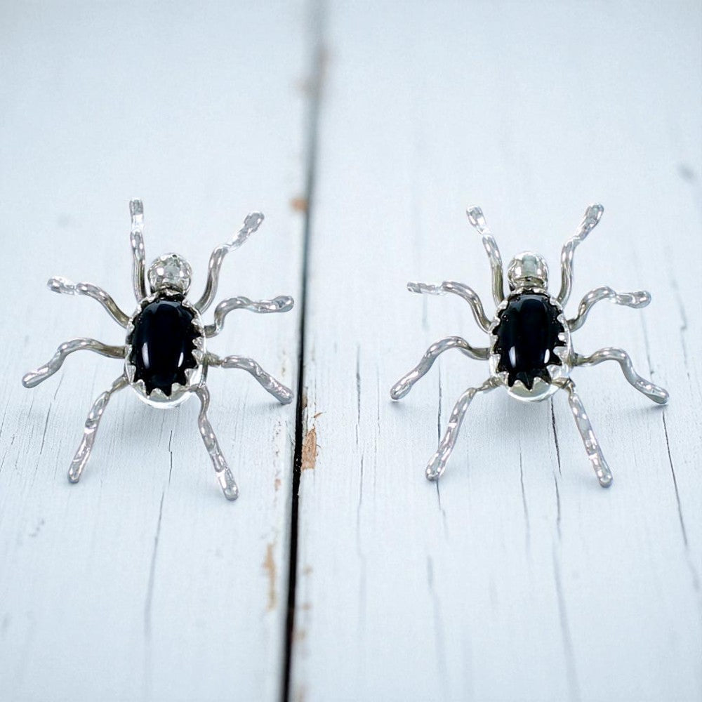 Sterling & Onyx Spider Earrings