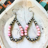 3" Pink Conch Earrings w/ 4-8mm Pearls & 6-7mm Saucers  Weight 6.20 Grams Each