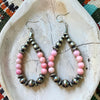 3" Pink Conch Earrings w/ 4-8mm Pearls & 6-7mm Saucers  Weight 6.20 Grams Each