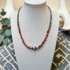 17" Orange Spiny Necklace w/ 4-12mm Sterling Pearls