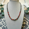 17" Orange Spiny Necklace w/ 4-12mm Sterling Pearls