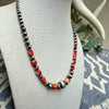 17" Orange Spiny Necklace w/ 4-12mm Sterling Pearls