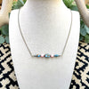 18" Golden Hills & Pink Conch Bar Necklace w/ 3mm Pearls & 3mm Saucers