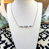 18" Golden Hills & Pink Conch Bar Necklace w/ 3mm Pearls & 3mm Saucers