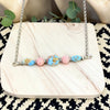 18" Golden Hills & Pink Conch Bar Necklace w/ 3mm Pearls & 3mm Saucers