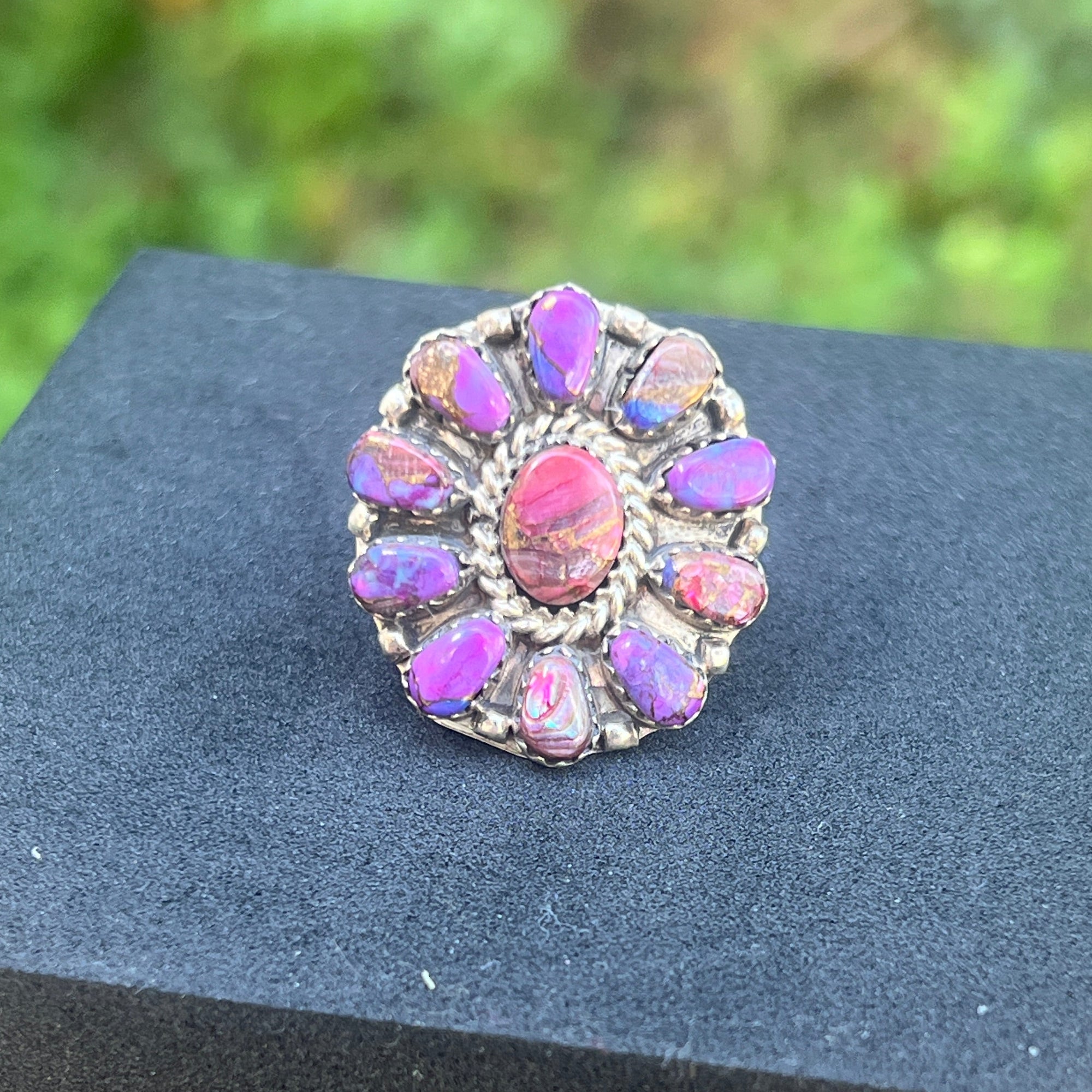 Purple Mohave Turquoise Cluster Ring — Gallery by Jason Benally (Navajo)