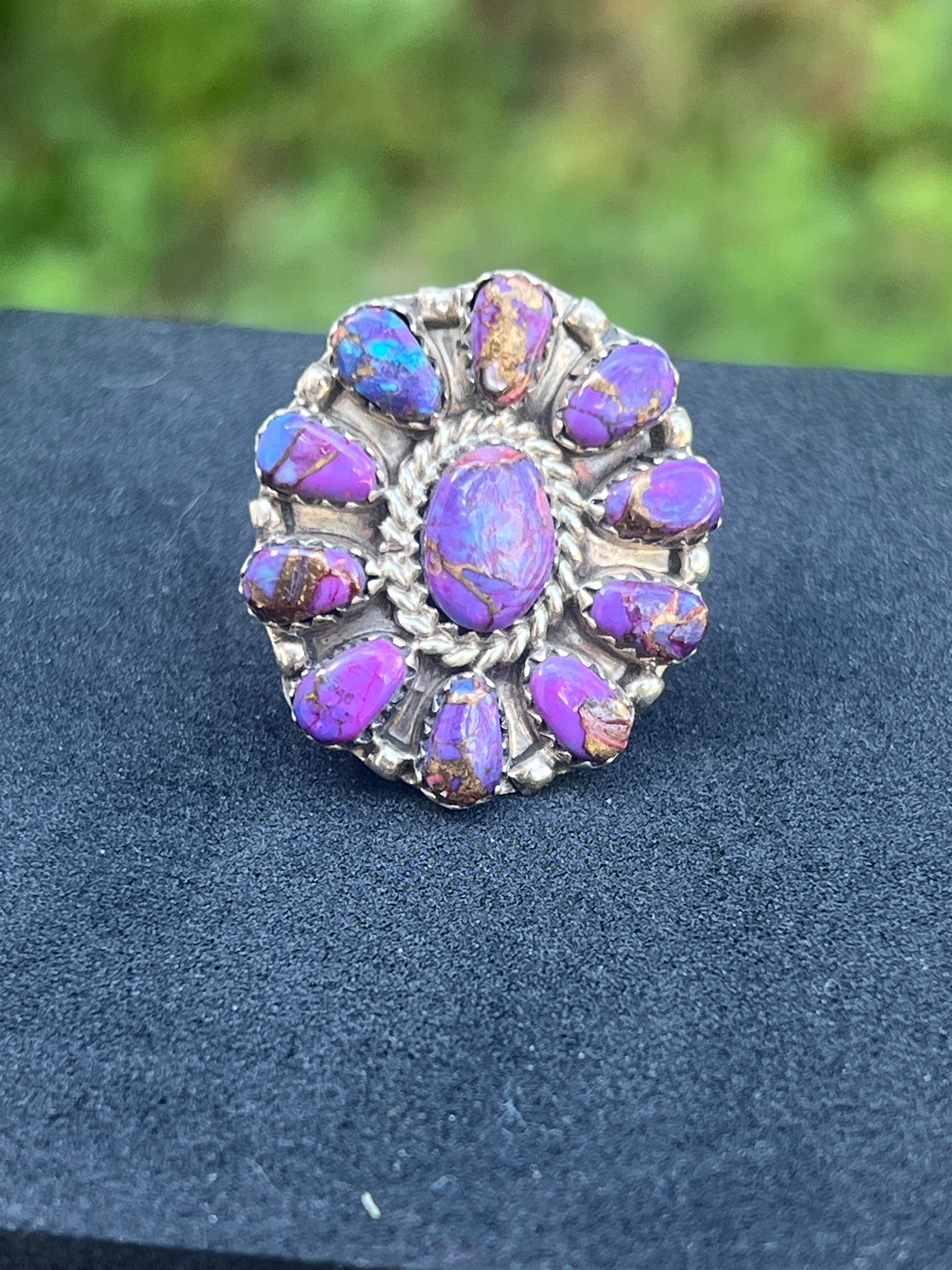 Purple Mohave Turquoise Cluster Ring — Gallery by Jason Benally (Navajo)