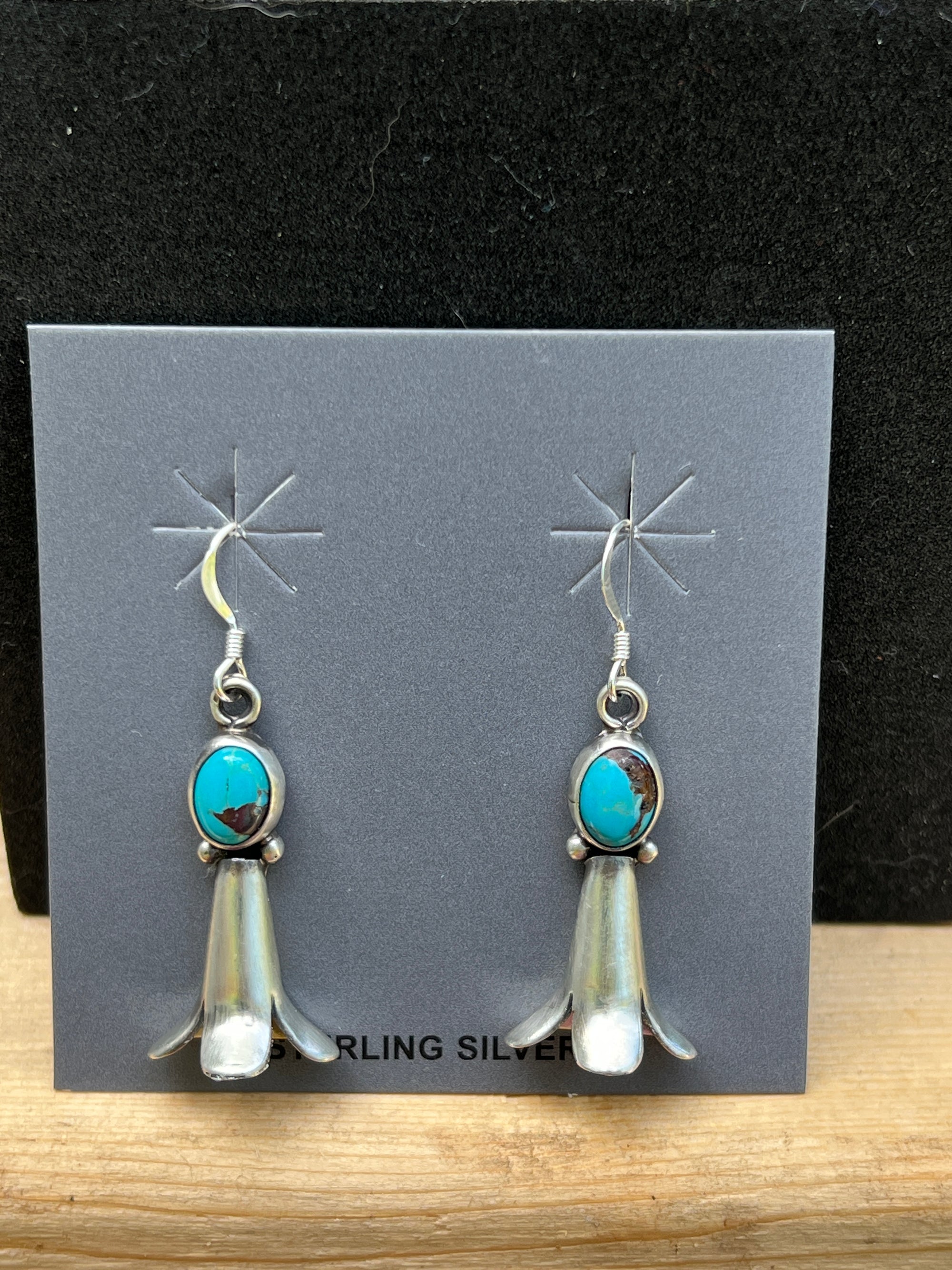 Navajo Handmade Kingman Turquoise Earrings - Robinson Martinez